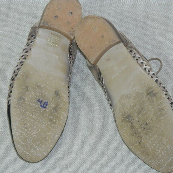 Unity In Diversity Oxford Black Gold Metallic Open Back Flats  Size 39  U.S. 8.5 - Picture 12 of 13